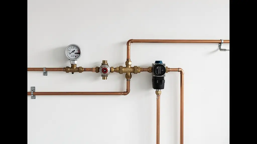 Vue d'ensemble de l'installation d'un réducteur après le compteur d'eau