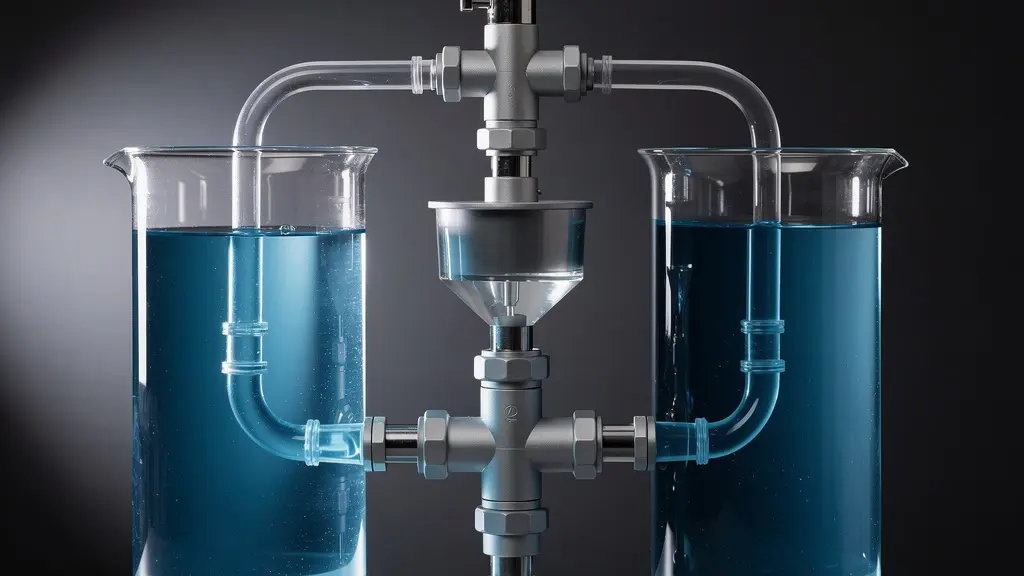 Schéma technique montrant le principe des vases communicants dans un système de collecteur avec trop-plein