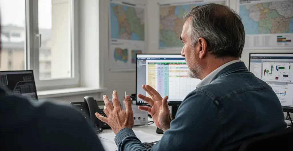 Responsable d'exploitation consultant planning interventions eau sur écran