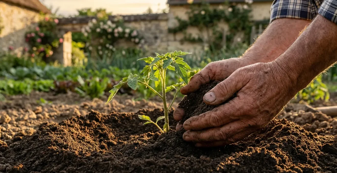 Technique de la cuvette d'arrosage au pied d'un plant de tomate